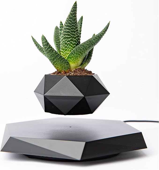 Floating Magnetic Rotation Flower Pot – Creative Geometric Levitation Plant Holder Living Room Decor