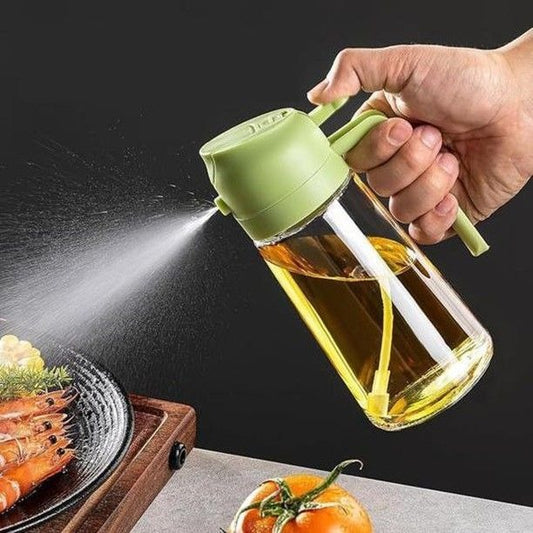Premium 2-in-1 Glass Oil Dispenser and High-Pressure Cooking Spray Bottle