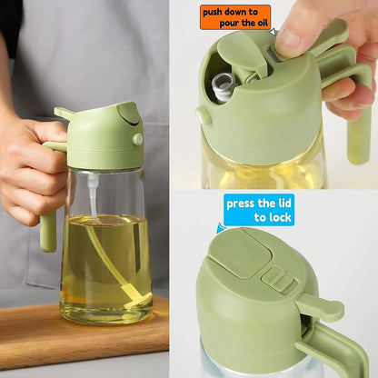 Premium 2-in-1 Glass Oil Dispenser and High-Pressure Cooking Spray Bottle