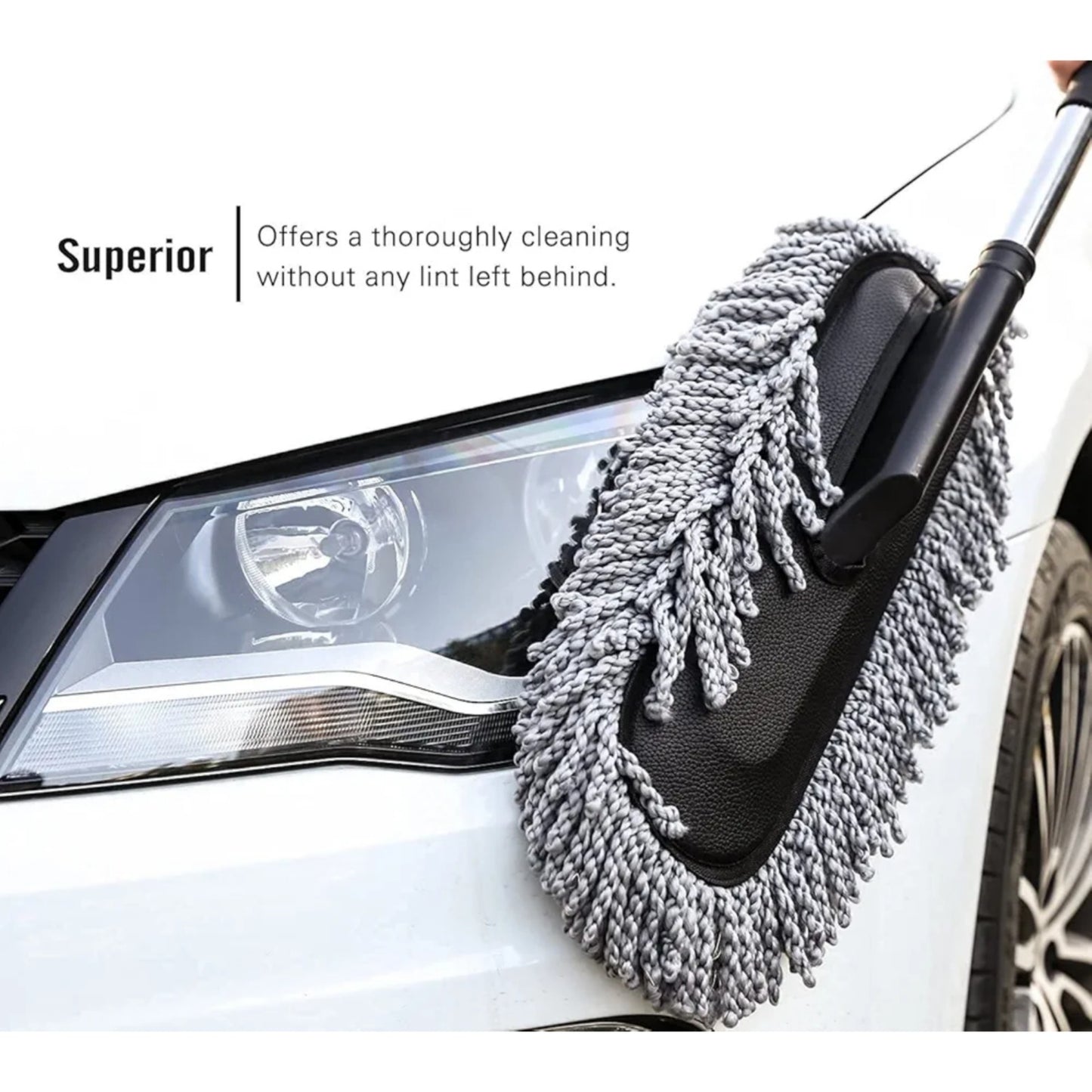 Premium Microfiber Car Duster with Stainless Steel Extendable Handle