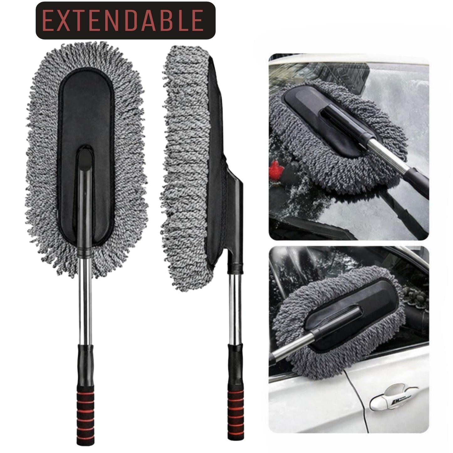 Premium Microfiber Car Duster with Stainless Steel Extendable Handle