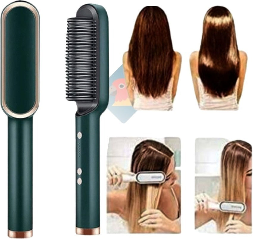 Premium Electric Hair Straightener Brush & Ceramic Hot Comb