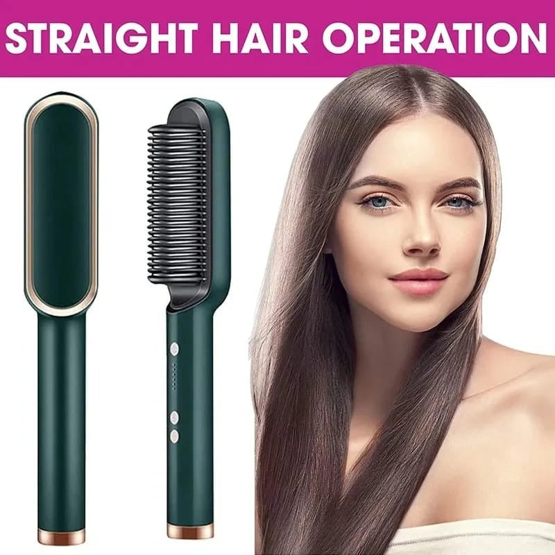 Premium Electric Hair Straightener Brush & Ceramic Hot Comb