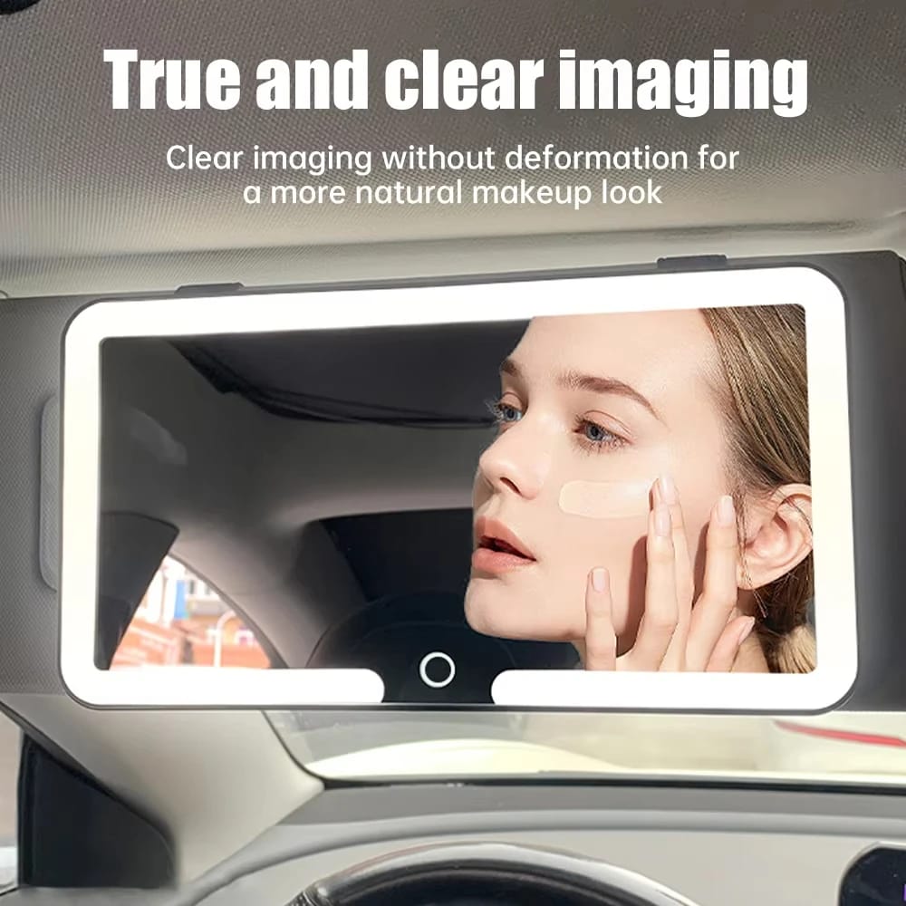 Smart Touch Screen Car Sun Visor Mirror – Ultra-Thin High-Definition LED Cosmetic Travel Mirror