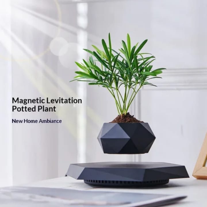 Floating Magnetic Rotation Flower Pot – Creative Geometric Levitation Plant Holder Living Room Decor