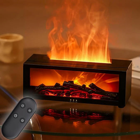 Realistic Flame Fireplace Essential Oil Diffuser – Ultra-Quiet Aromatherapy Showpiece