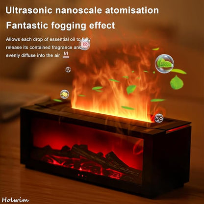 Realistic Flame Fireplace Essential Oil Diffuser – Ultra-Quiet Aromatherapy Showpiece