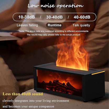 Realistic Flame Fireplace Essential Oil Diffuser – Ultra-Quiet Aromatherapy Showpiece