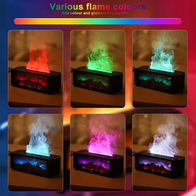 Realistic Flame Fireplace Essential Oil Diffuser – Ultra-Quiet Aromatherapy Showpiece