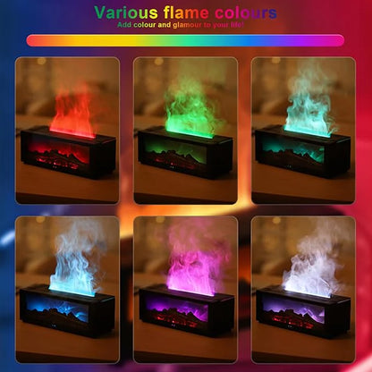 Realistic Flame Fireplace Essential Oil Diffuser – Ultra-Quiet Aromatherapy Showpiece