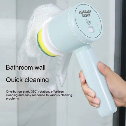 5-in-1 Handheld Electric Kitchen Cleaning Brush – Cordless Power Scrubber for Dishes, Pots & Tiles