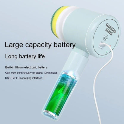5-in-1 Handheld Electric Kitchen Cleaning Brush – Cordless Power Scrubber for Dishes, Pots & Tiles