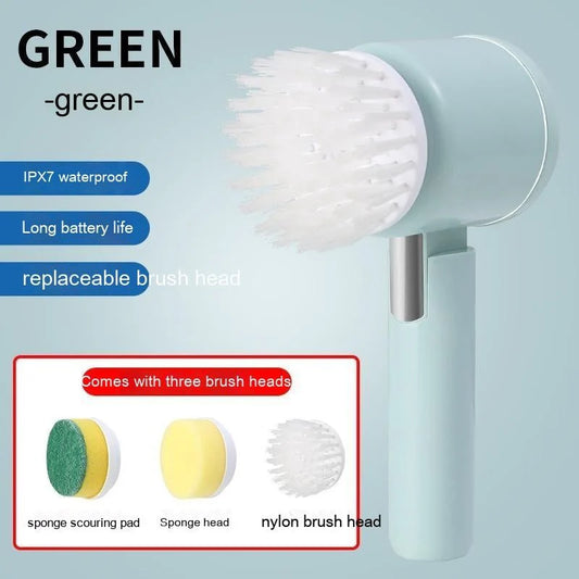5-in-1 Handheld Electric Kitchen Cleaning Brush – Cordless Power Scrubber for Dishes, Pots & Tiles