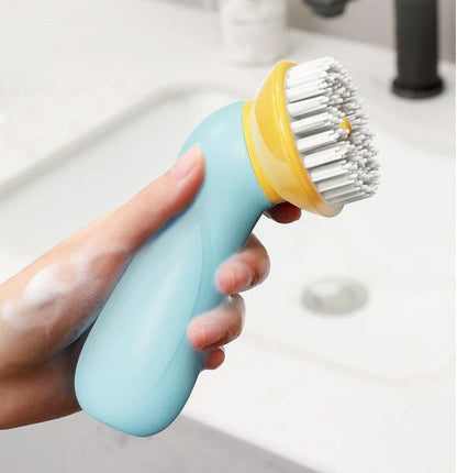 2-in-1 Pet Bath Brush & Shampoo Dispenser – Soothing Massage & Grooming Shower Brush