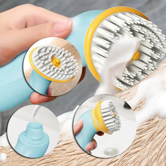 2-in-1 Pet Bath Brush & Shampoo Dispenser – Soothing Massage & Grooming Shower Brush