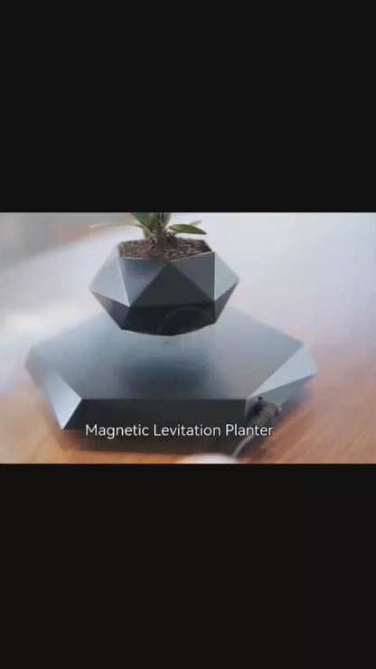 Floating Magnetic Rotation Flower Pot – Creative Geometric Levitation Plant Holder Living Room Decor